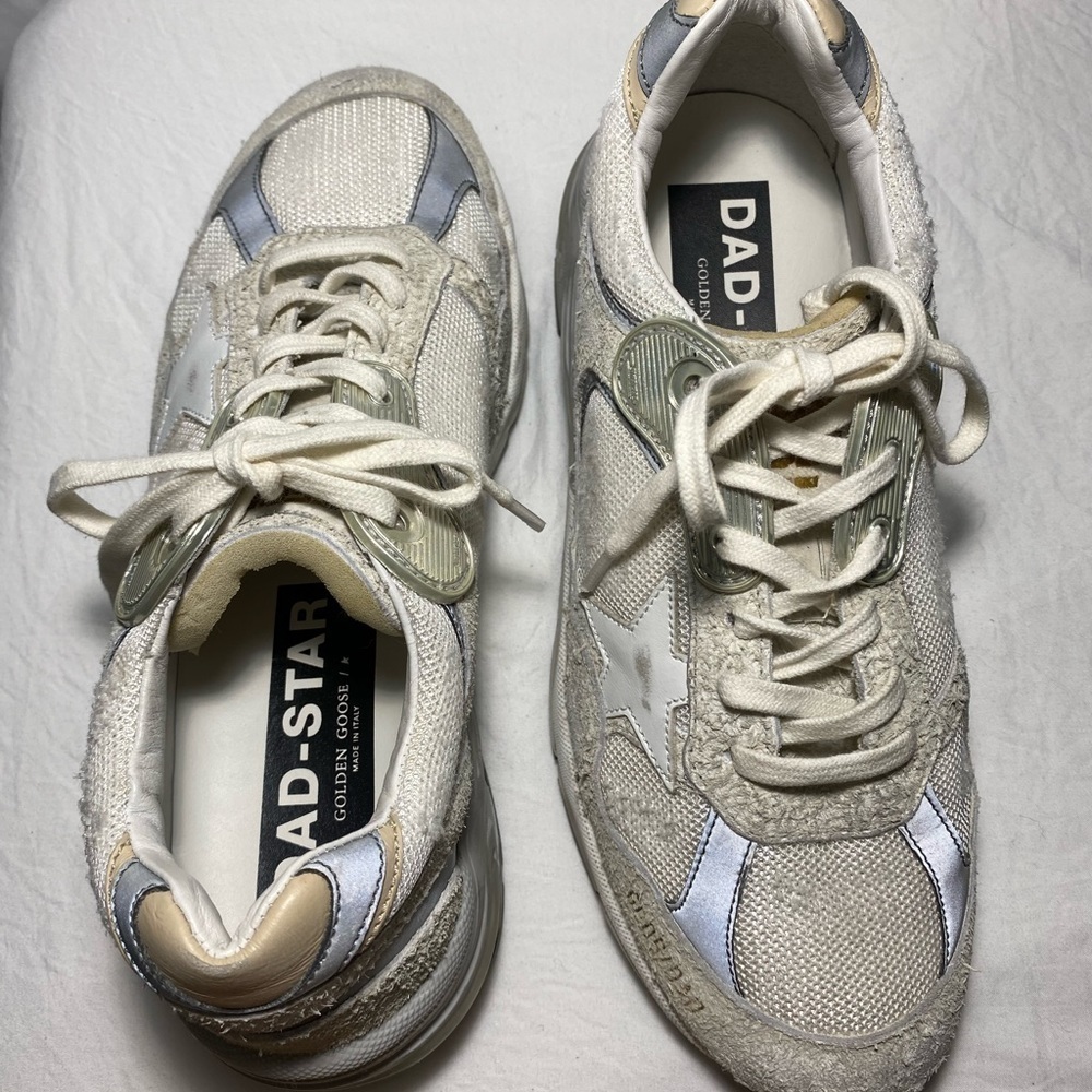Golden GOOSE *NEW*  Dad Star Sneakers white and grey suede with white star Sz 38 - Picture 15 of 17
